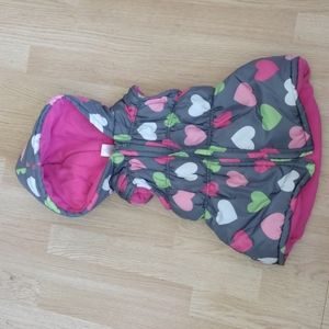 Gymboree Girls Hooded Puffer Vest Heart Print Pink Lined Size S 5–6